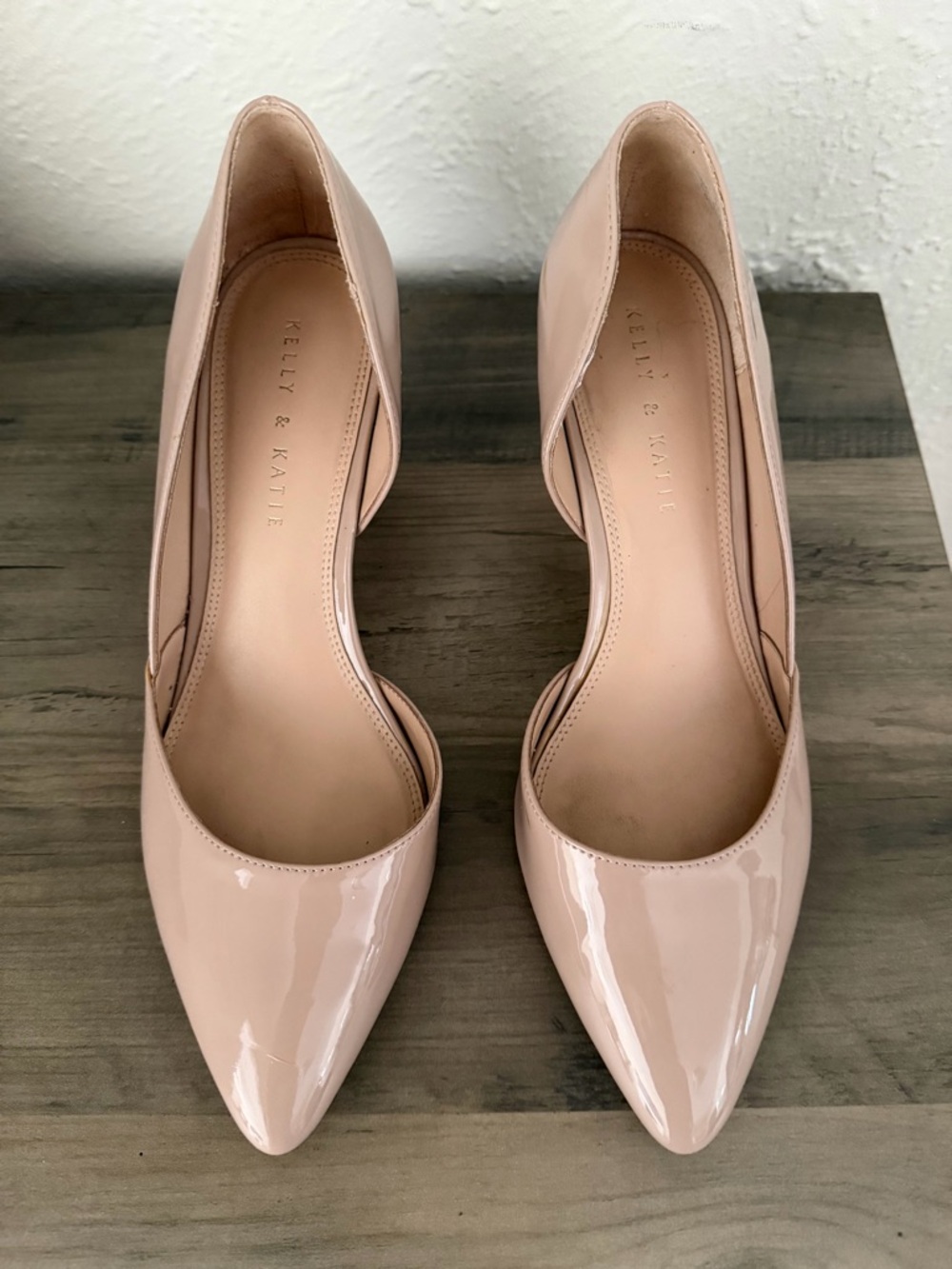 Kelly & Katie Nude Patent Pointed-Toe D'Orsay Pumps